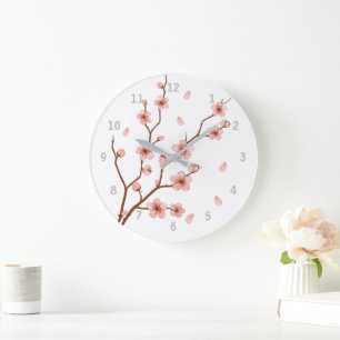 Cherry Blossom Blumenwall-Uhr Große Wanduhr
