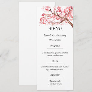 Cherry Blossom Blumenwasser Hochzeitsnahrung Menükarte
