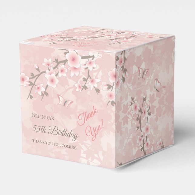 Cherry Blossom Blush Pink Birthday  Favor Box Geschenkschachtel (Vorderseite)