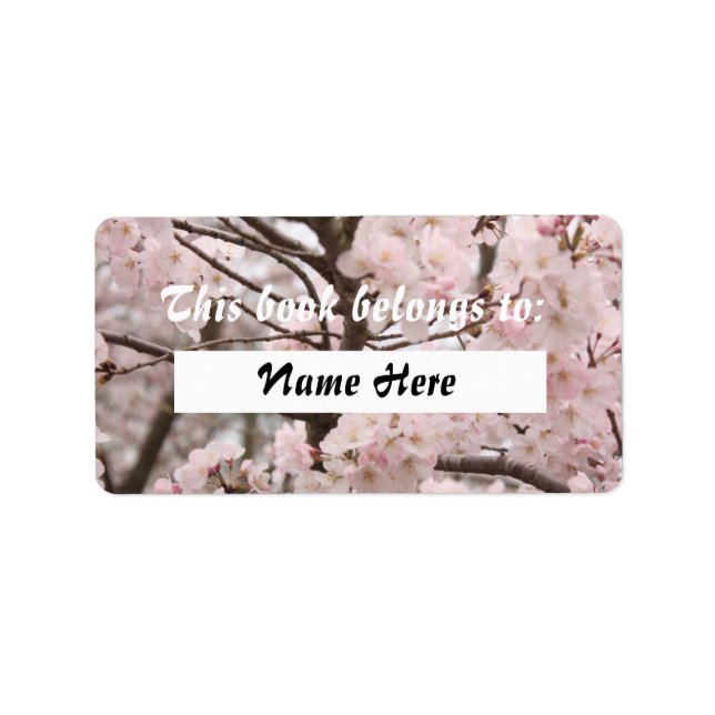Cherry Blossom Book Label Adressaufkleber (Vorne)