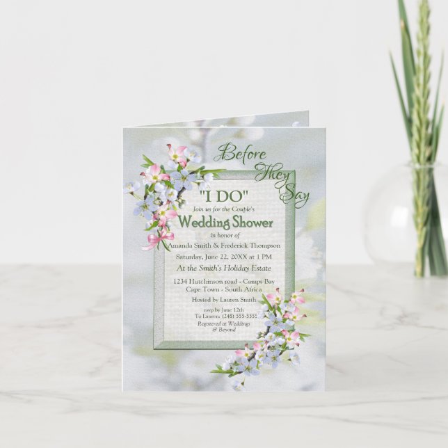 Cherry Blossom Bouquet Couple Dusche Einladung (Vorderseite)