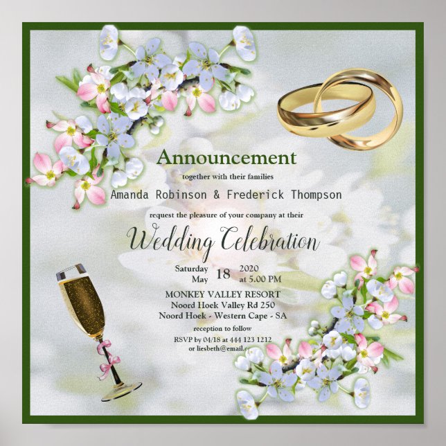 Cherry Blossom Bouquet Wedding Poster (Vorne)