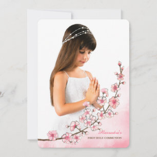 Cherry Blossom Branch Photo Invitation