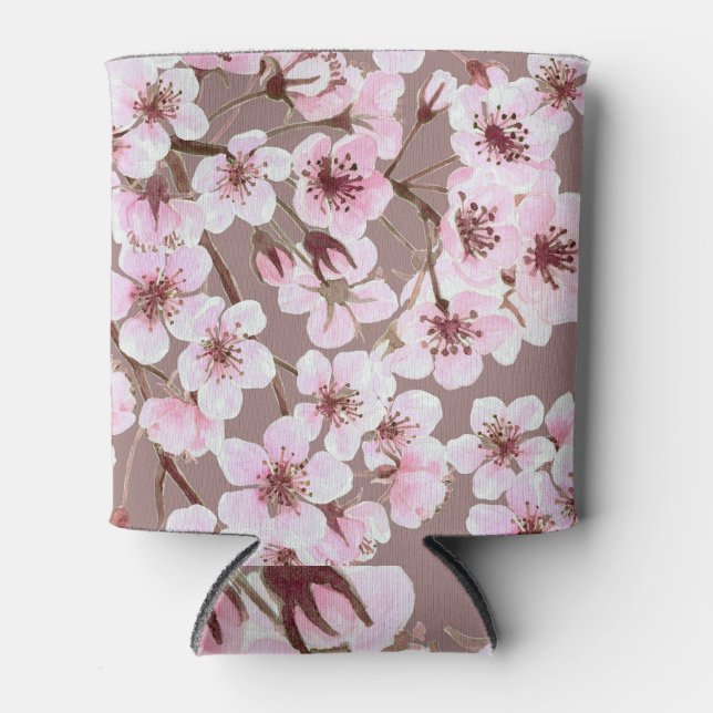 Cherry Blossom Branchen Wasserfarben Muster Dosenkühler (Vorderseite)