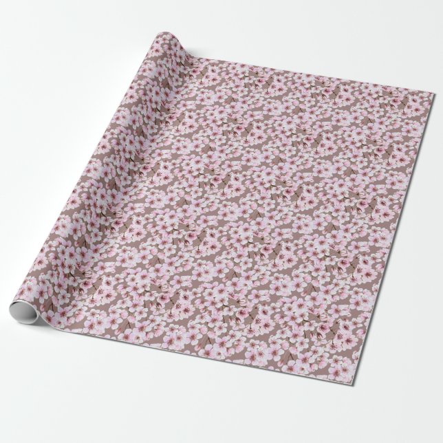Cherry Blossom Branchen Wasserfarben Muster Geschenkpapier (Ungerollt)