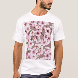 Cherry Blossom Branchen Wasserfarben Muster T-Shirt