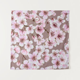 Cherry Blossom Branchen Wasserfarben Muster Wandteppich