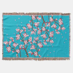 Cherry Blossom Branches Custom Throw Blanket Decke