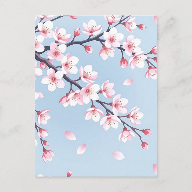 Cherry Blossom Branches Serene Pattern Postkarte (Vorderseite)
