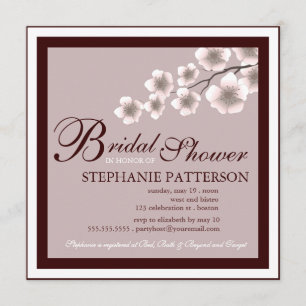 Cherry Blossom Bridal Dusche Einladung Plum Brown