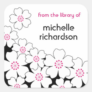 Cherry Blossom Buchzeichen Quadratischer Aufkleber