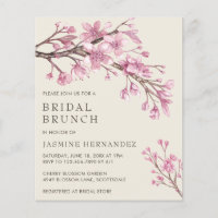 Cherry Blossom Budget Bridal Brunch Einladung
