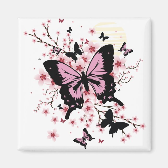 Cherry Blossom Butterflies Magnet (Vorne)