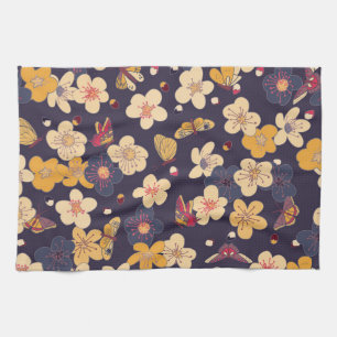 Cherry Blossom Butterfly Asian Print Geschirrtuch
