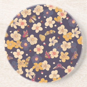 Cherry Blossom Butterfly Asian Print Getränkeuntersetzer