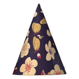 Cherry Blossom Butterfly Asian Print Partyhütchen