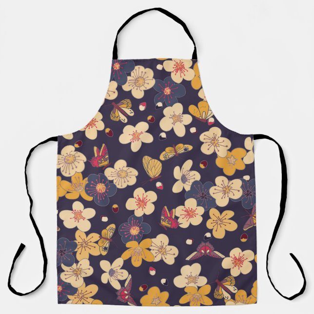 Cherry Blossom Butterfly Asian Print Schürze (Vorderseite)
