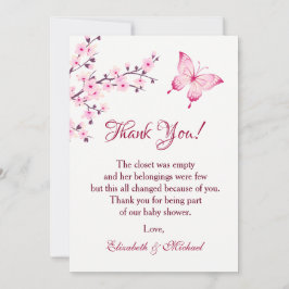 Cherry Blossom Butterfly | Babydusche Vielen Dank Einladung
