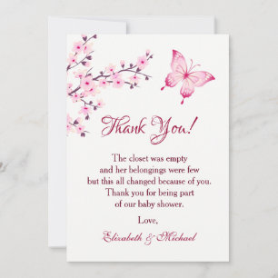 Cherry Blossom Butterfly   Babydusche Vielen Dank Einladung
