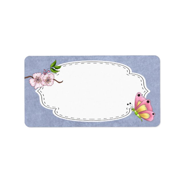 Cherry Blossom Butterfly Label Adressaufkleber (Vorne)