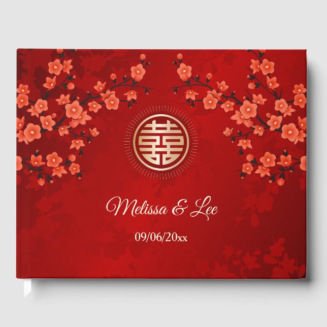 Cherry Blossom Chinese Wedding Gästebuch (Vorderseite)
