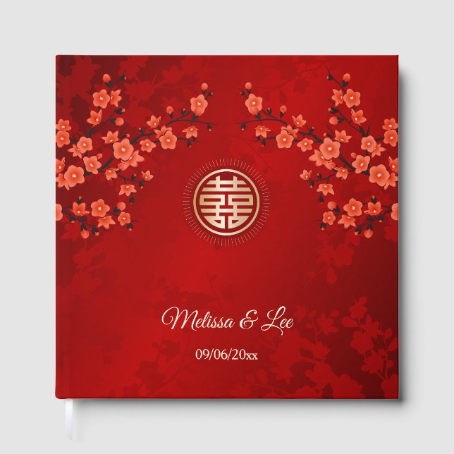 Cherry Blossom Chinese Wedding Gästebuch (Vorderseite)