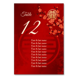 Cherry Blossom Chinese Wedding Guest Names Tischnummer
