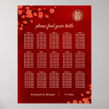 Cherry Blossom Chinese Wedding Seating Chart