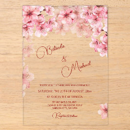 Cherry Blossom Clear Wedding Acryleinladungen