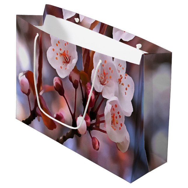 Cherry Blossom Cluster mit rosa und blau Große Geschenktüte (Vorderseite Schrägansicht)