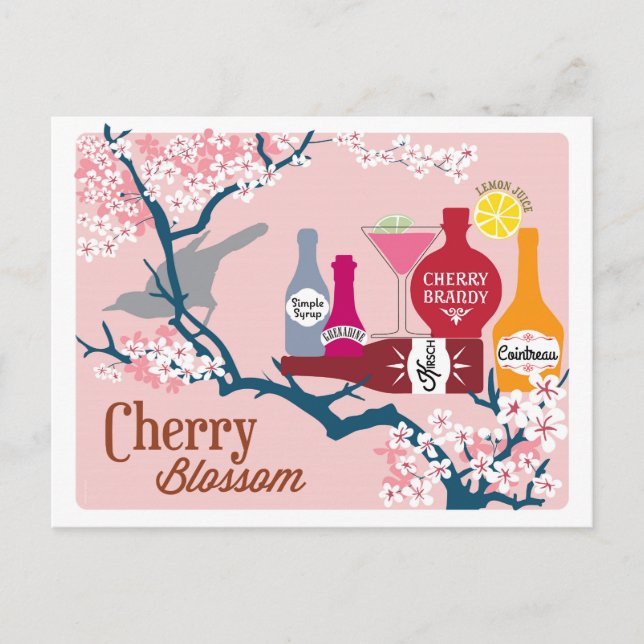 Cherry Blossom Cocktail Postkarte (Vorderseite)