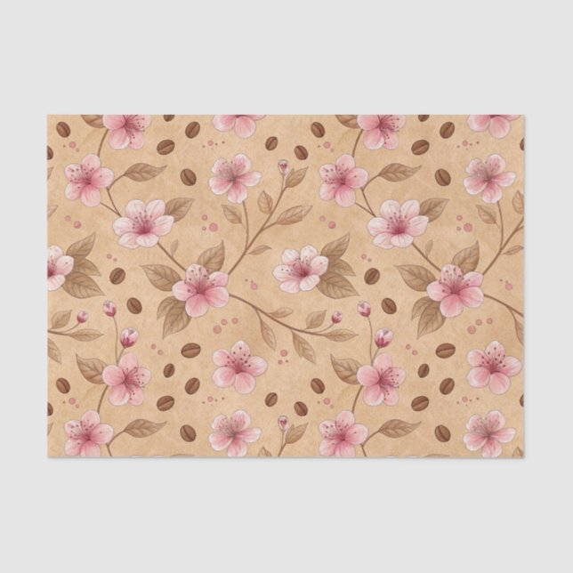 Cherry Blossom Coffee Cozy Pattern (5) Seidenpapier (Vorderseite)