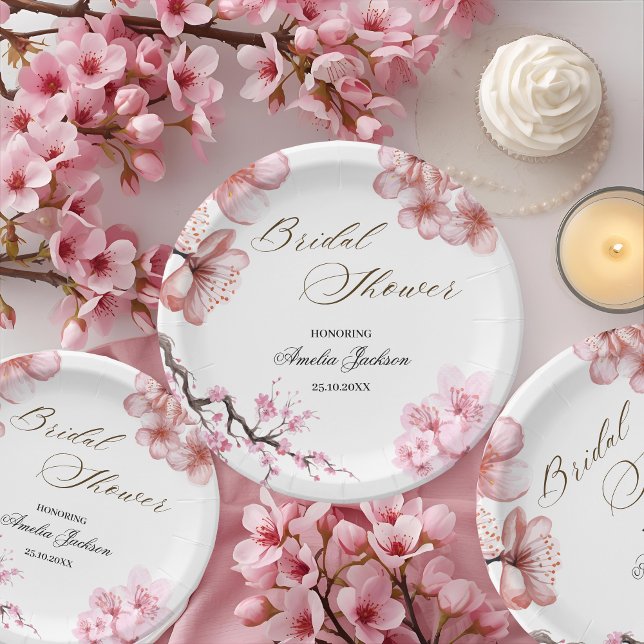 Cherry Blossom Delight Bridal Dusche Einladung Pappteller (Von Creator hochgeladen)