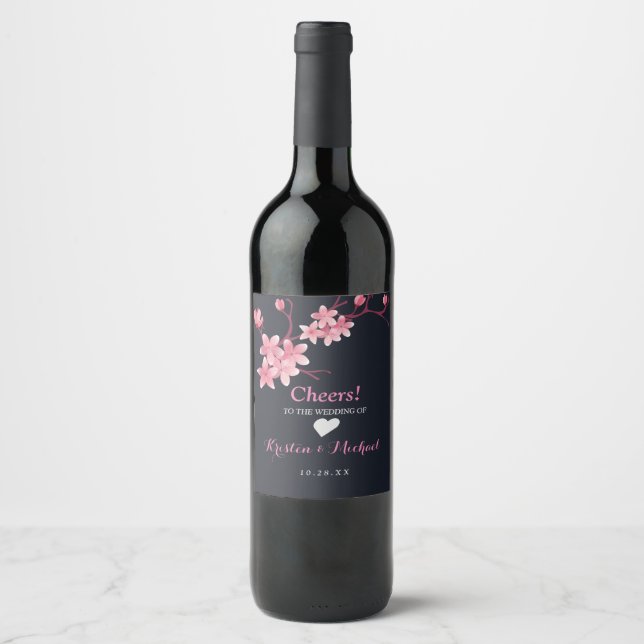 Cherry Blossom Der Hochzeitswein Weinetikett (Vorderseite)