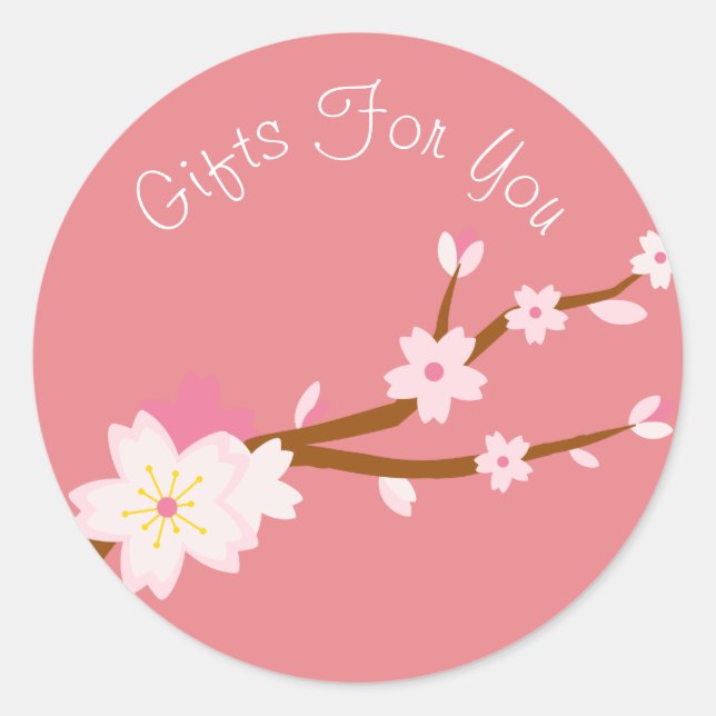 Cherry Blossom Design Geschenkartikelmarke Runder Aufkleber (Vorderseite)