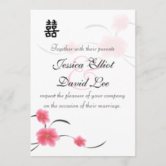 Cherry Blossom Double Happiness Wedding Collection Einladung