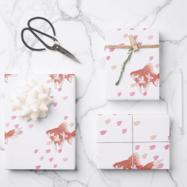 Cherry Blossom Dream: Koi Fish Art Print  Geschenkpapier Set (Vorderseite)