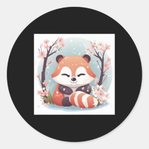 Cherry Blossom Dreams Red Panda T Melting He Runder Aufkleber