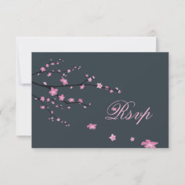 Cherry Blossom Dunkle RSVP Karten für Hochzeiten