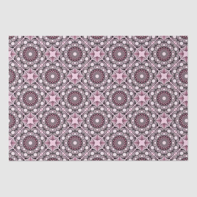 Cherry Blossom Dusky Rose Dot Mandala Diamond Tile Seidenpapier (Vorderseite)