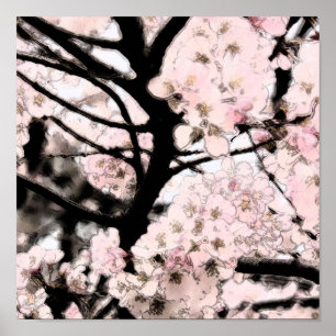 Cherry Blossom Edited Canvas Print Poster