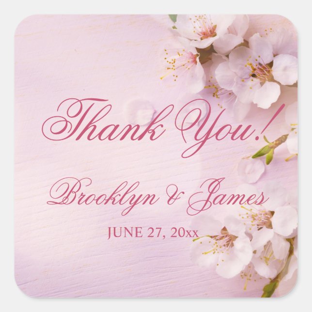 Cherry Blossom Elegant Wedding Stickers (Vorderseite)