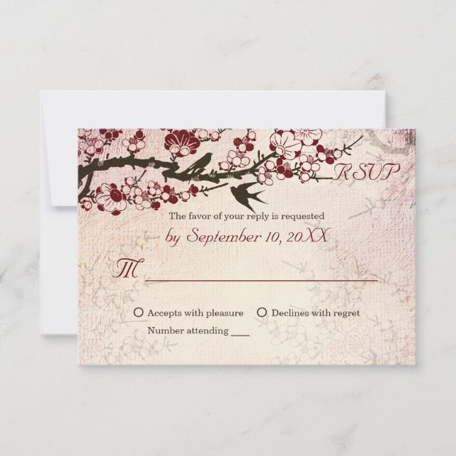 Cherry Blossom et mariage des inséparables RSVP (Devant)