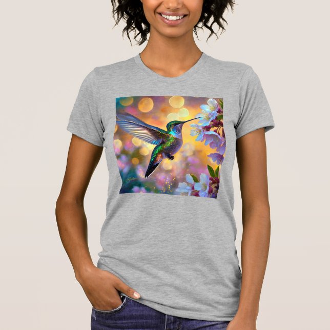 Cherry Blossom Fantasy Hummingbird T-Shirt (Vorderseite)