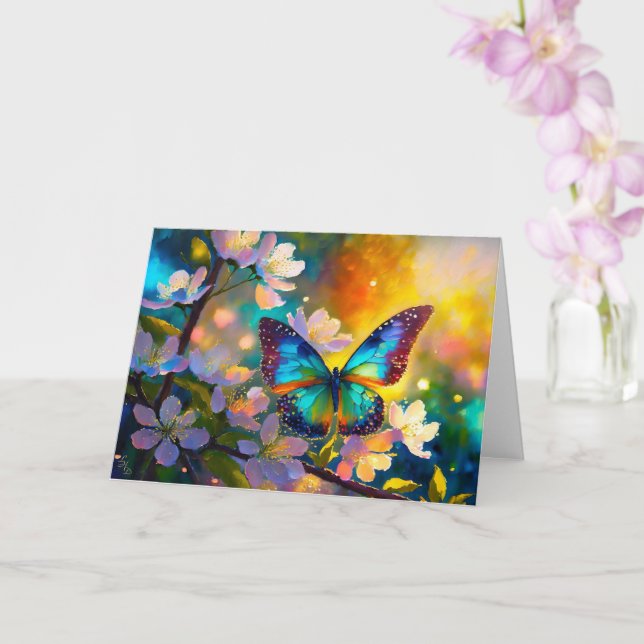 Cherry Blossom Fantasy Sunrise Butterfly Karte (Orchidee)