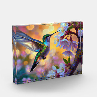Cherry Blossom Fantasy Sunrise Hummingbird Fotoblock