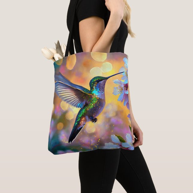 Cherry Blossom Fantasy Sunrise Hummingbird Tasche (Von Nahem)