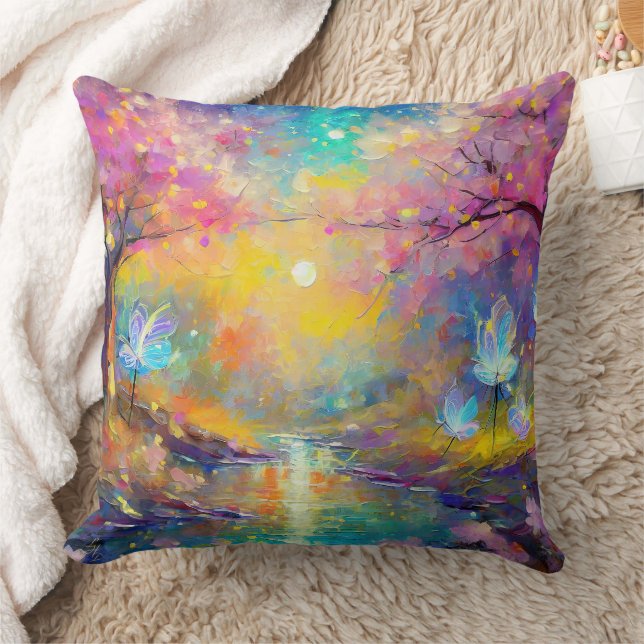 Cherry Blossom Fantasy Sunrise Stream Kissen (Decke)