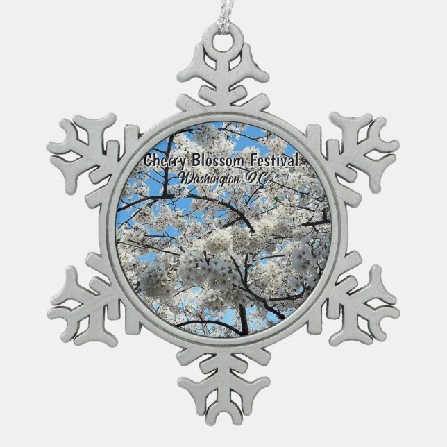 Cherry Blossom Festival Washington D.C. Souvenir Schneeflocken Zinn-Ornament (Vorderseite)