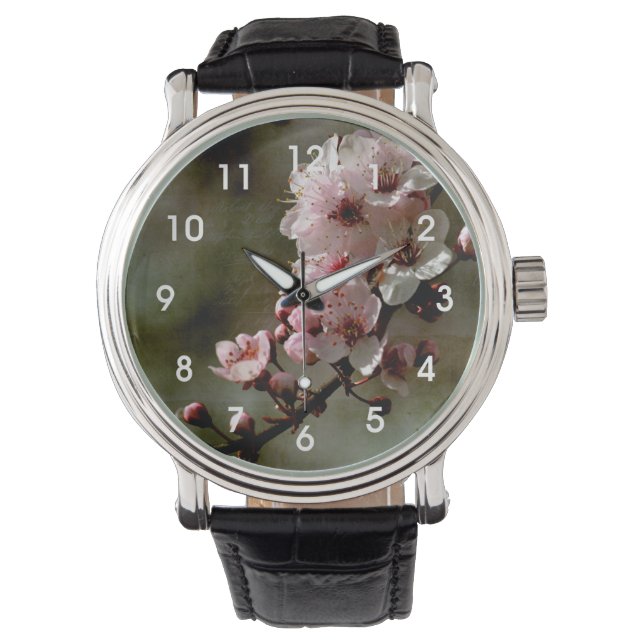 Cherry Blossom Floral Armbanduhr (Vorderseite)